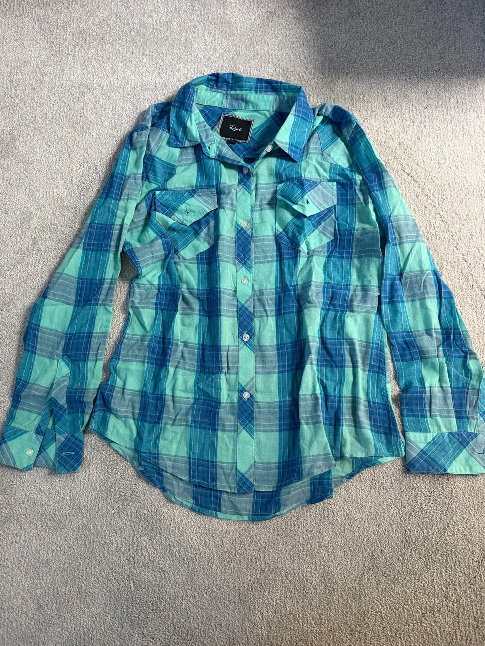 Rails Teal & Blue Plaid Button-Up Shirt